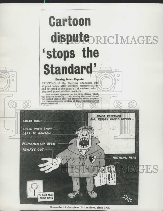 1970 Press Photo Controversial Jak Cartoon - Historic Images