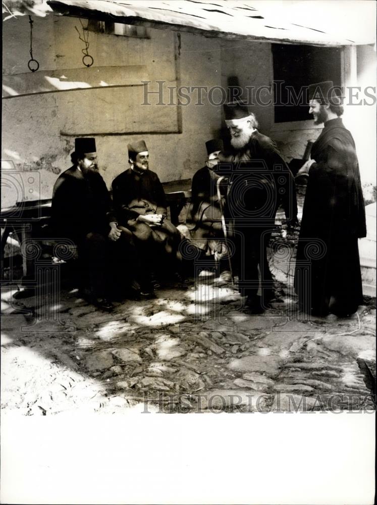 Press Photo Monastary Yard, Monks - Historic Images