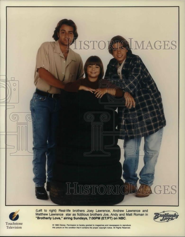 1995 Press Photo Andrew, Matthew & Joey Lawrence in Brotherly Love - cvp22663 - Historic Images