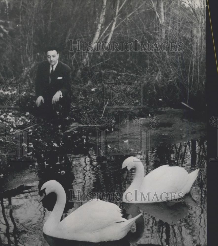 1959 Press Photo 2 Swans Presented To Madame De Gaulle As Christmas Gifts - Historic Images