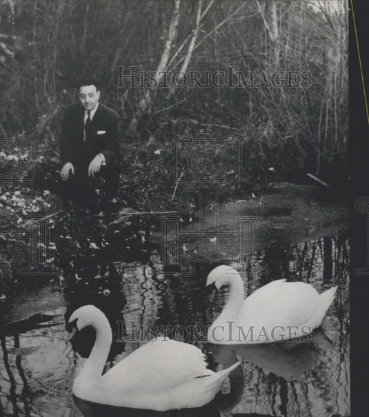 1959 Press Photo 2 Swans Presented To Madame De Gaulle As Christmas Gifts - Historic Images