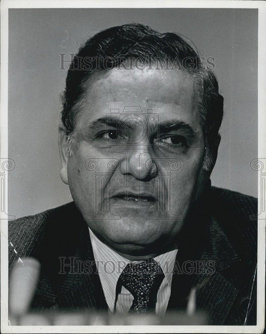 Press Photo Man at a microphone - Historic Images