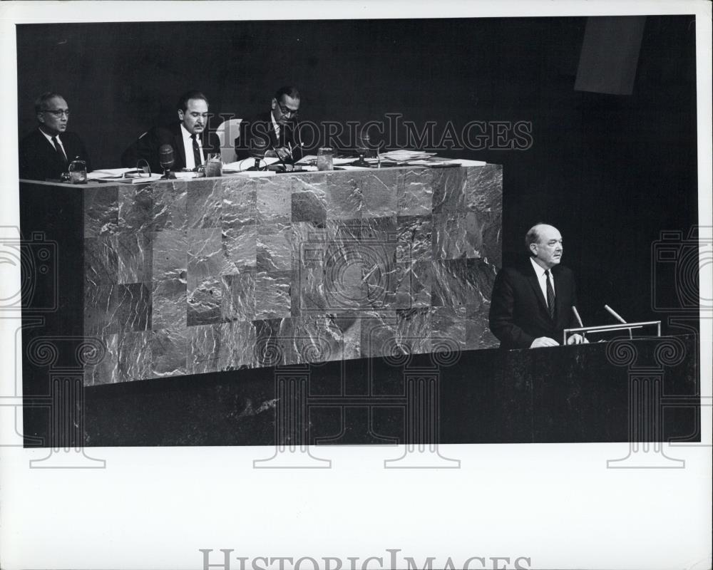 1968 Press Photo Dean Rusk Speaking at UN - Historic Images