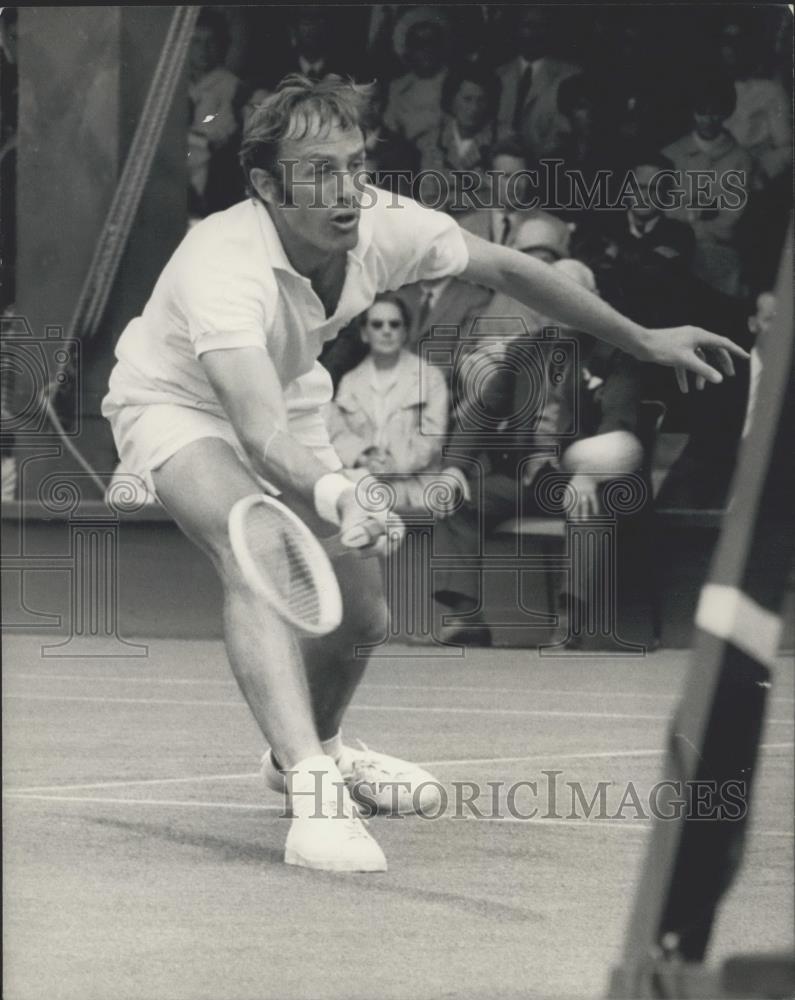 1969 Press Photo John Newcombe In Play On First Day at Wimbledon - Historic Images