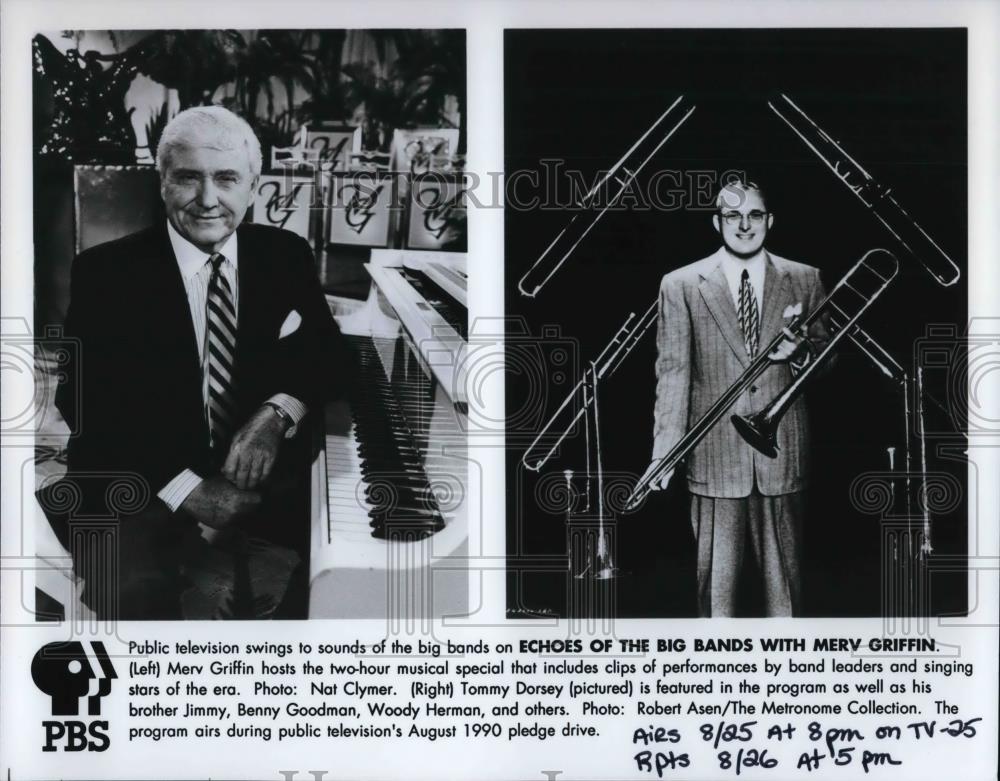 Press Photo Merv Griffin hosting ECHOES OF THE BIG BANDS WITH MERV GRIFFIN - Historic Images