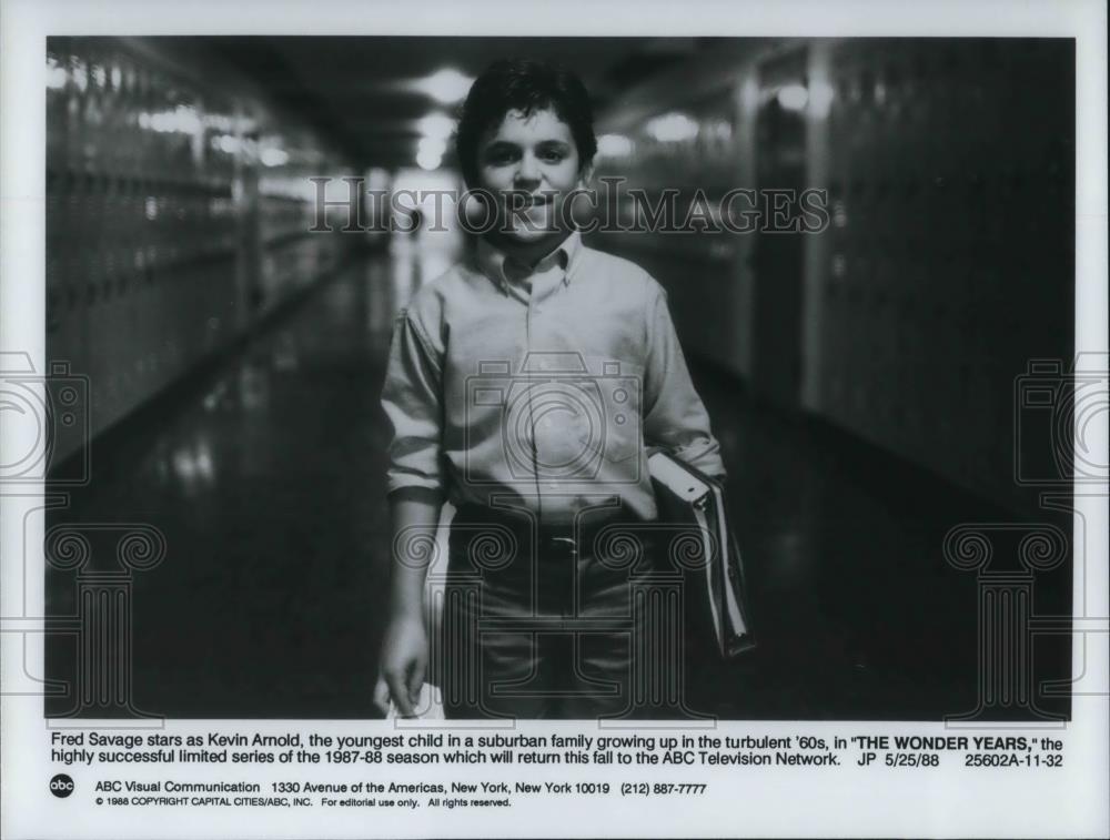 1988 Press Photo Fred Savage as Kevin Arnold in The Wonder Years - cvp20046 - Historic Images