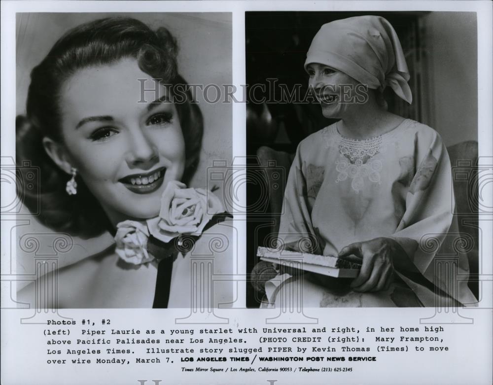 1977 Press Photo Piper Laurie as Universal Actress and in Pacific Palisades Home - Historic Images
