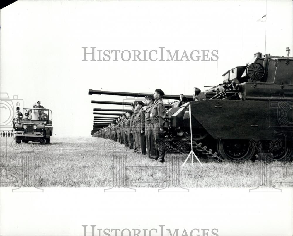 1968 Press Photo Princess Margaret reviews the parade of Centurion Tanks - Historic Images