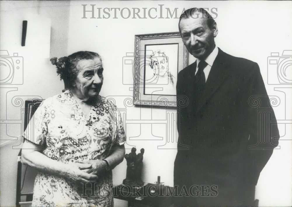 1973 Press Photo Israel&#39;s Golda Meir &amp; UN Sec Gen Kurt Waldheim - Historic Images