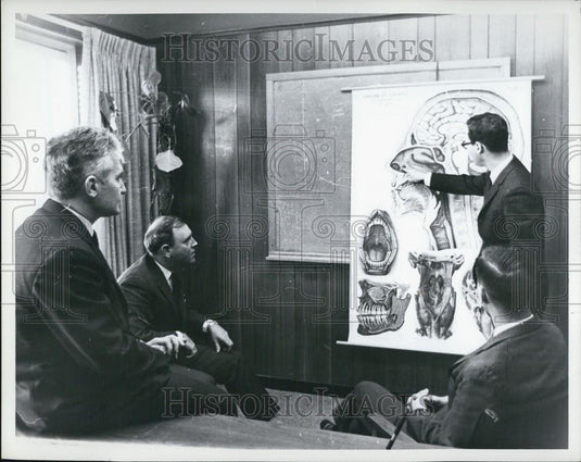 Press Photo Doctors looking at a picture of the inside of a human - Historic Images