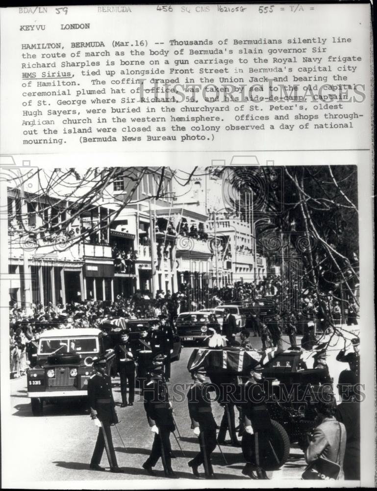 1973 Press Photo Funeral of Slain Governor of Bermuda - Historic Images