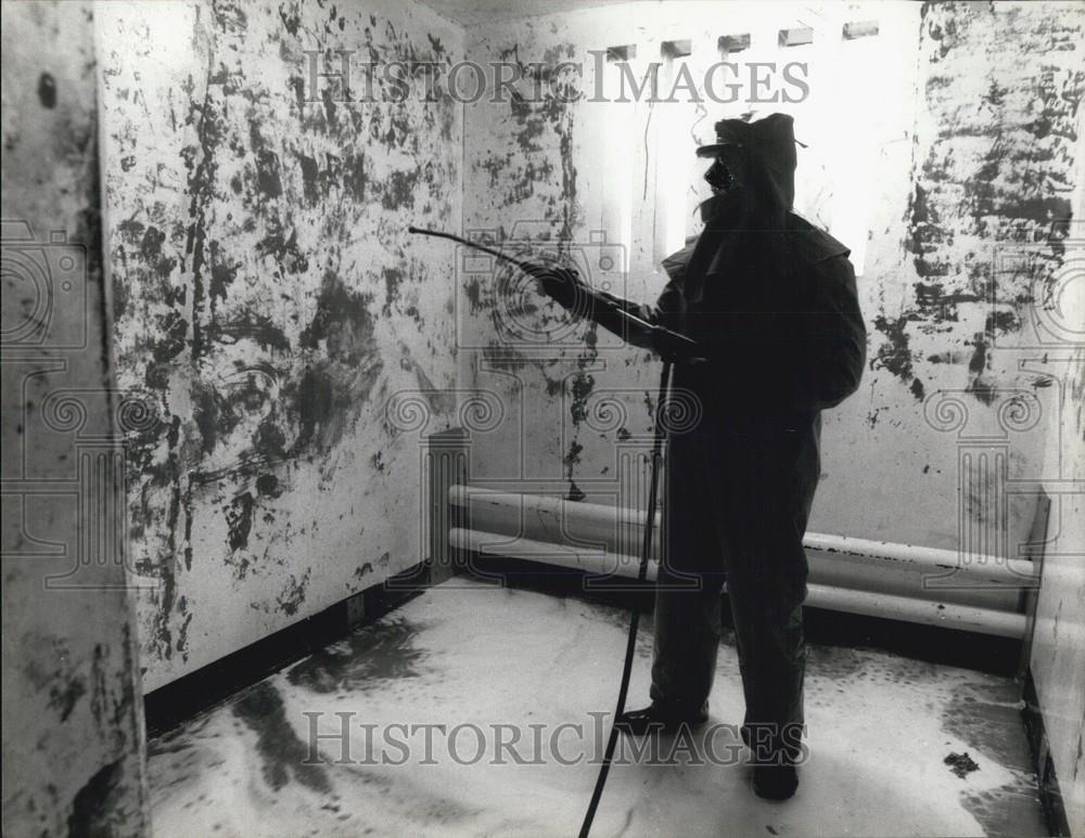 Press Photo Preparing walls - Historic Images