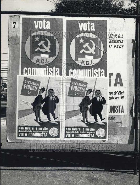 1962 Press Photo Communist Party Posters for Upcoming Elections in Rome - Historic Images