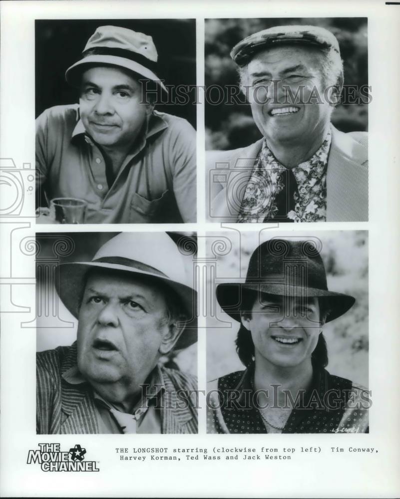 1987 Press Photo Tim Conway, Harvey Korman, Ted Wass.Jack Weston &quot;The Longshot&quot; - Historic Images