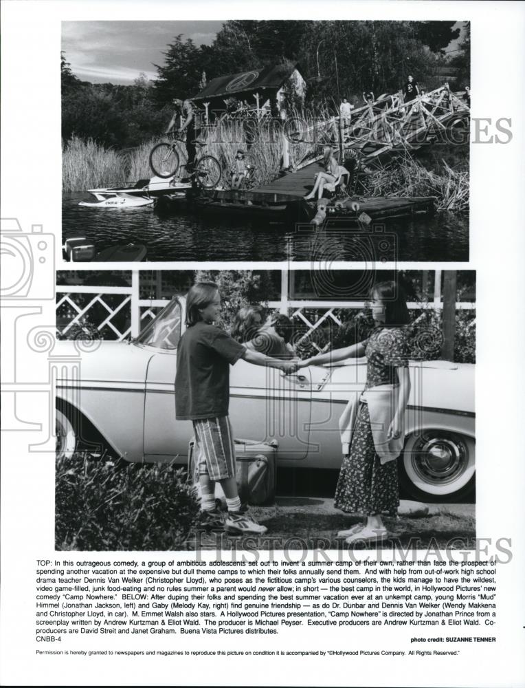 1995 Press Photo Christopher Lloyd, Jonathan Jackson, Melody Kay in Camp Nowhere - Historic Images
