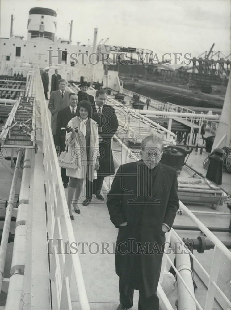 1960 Press Photo Jean-Paul Guetty Names Oil Tanker After Himself - Historic Images