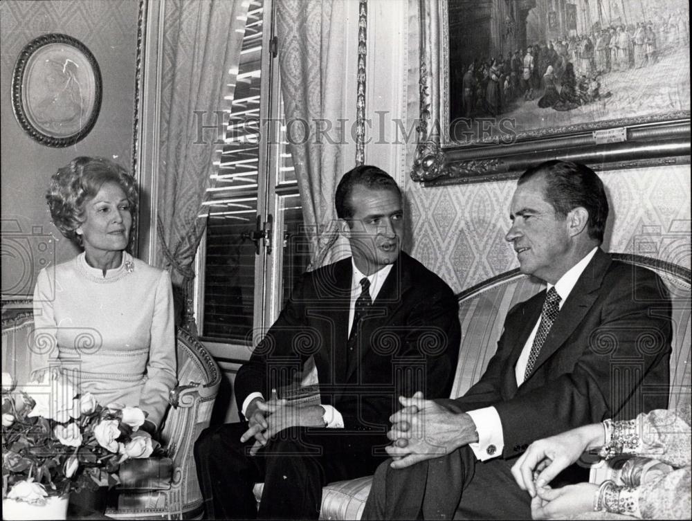 Press Photo Prince Juan Carlos De Bordon Receives President Nixon - Historic Images