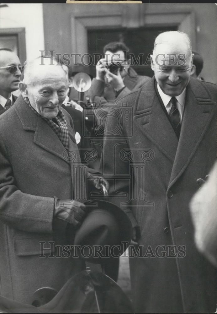 1962 Press Photo General Weygand and Marshall Juin Leave Petain Funeral - Historic Images