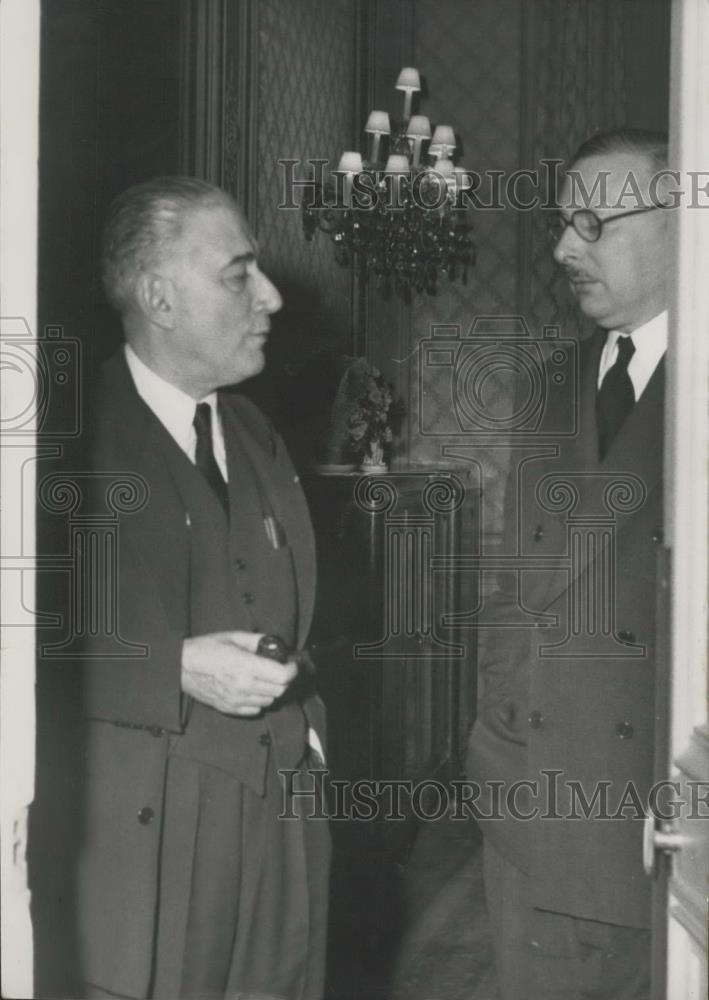 1953 Press Photo Former Prime Minister Rene Pleven &amp;Mr. Rene Mayer - Historic Images