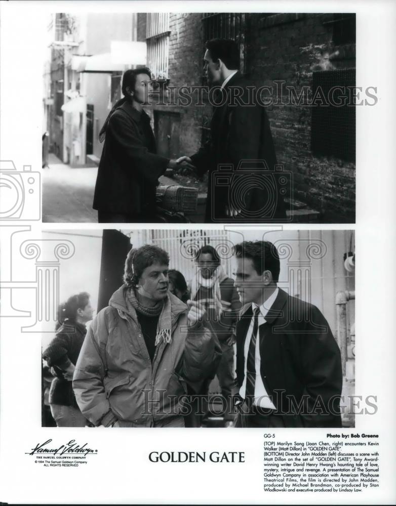 1994 Press Photo Matt Dillon Director John Madden Joan Chen in Golden Gate - Historic Images