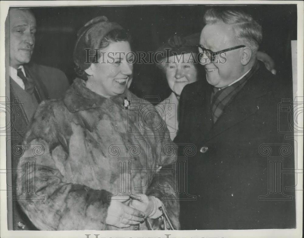 1955 Press Photo British Labour Party Leader Herbert Morrison with Bride - Historic Images