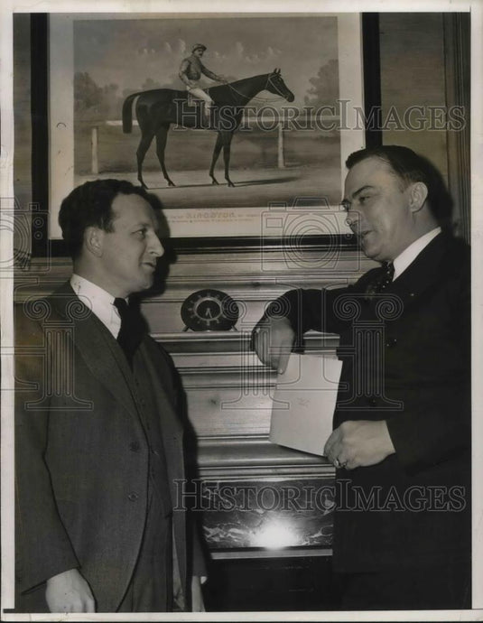1938 Press Photo Lee O'Daniel at Russel Firestone's home, the rubber magnate - Historic Images