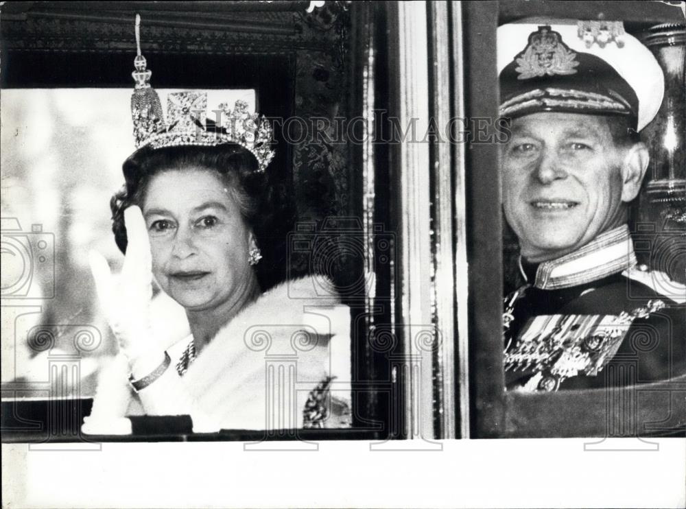 1980 Press Photo Parliament State Opening Queen Elizabeth Prince Philip - Historic Images