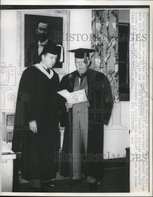1960 Press Photo Father & son college presidents Arend & Dr Irwin Lubbers - Historic Images