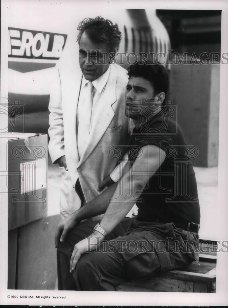 1990 Press Photo Maxillian Schell and STeven Bauer in &quot;Wiseguy&quot; - cvp21109 - Historic Images