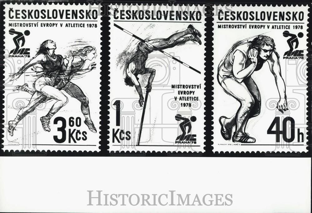 Press Photo Czechloslavakian Olympic Stamps - Historic Images