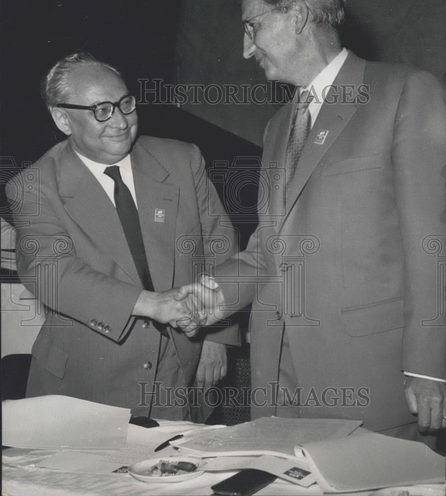 1956 Press Photo Erich Ollenhauer, Wilhelm Mellies - Historic Images