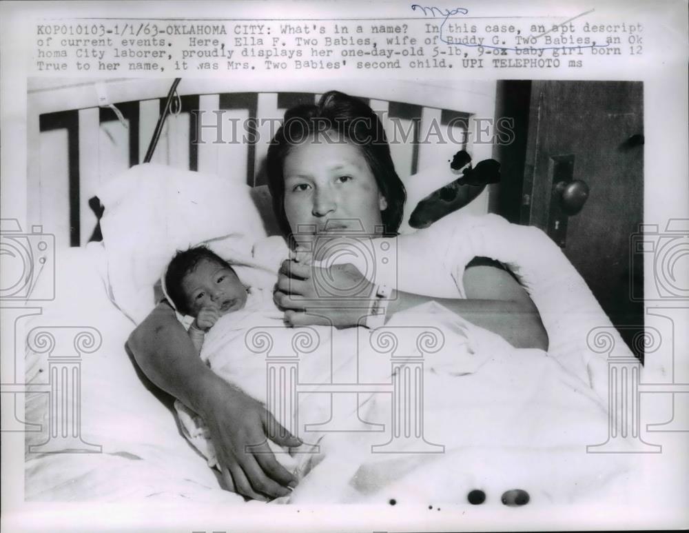 1963 Press Photo Oklahoma City Ok Ella F Two Babies &amp; baby girl - Historic Images