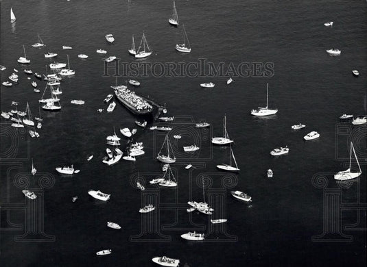 1974 Press Photo Boats from 3 Countries Together for "Oecumenic" Serivce - Historic Images