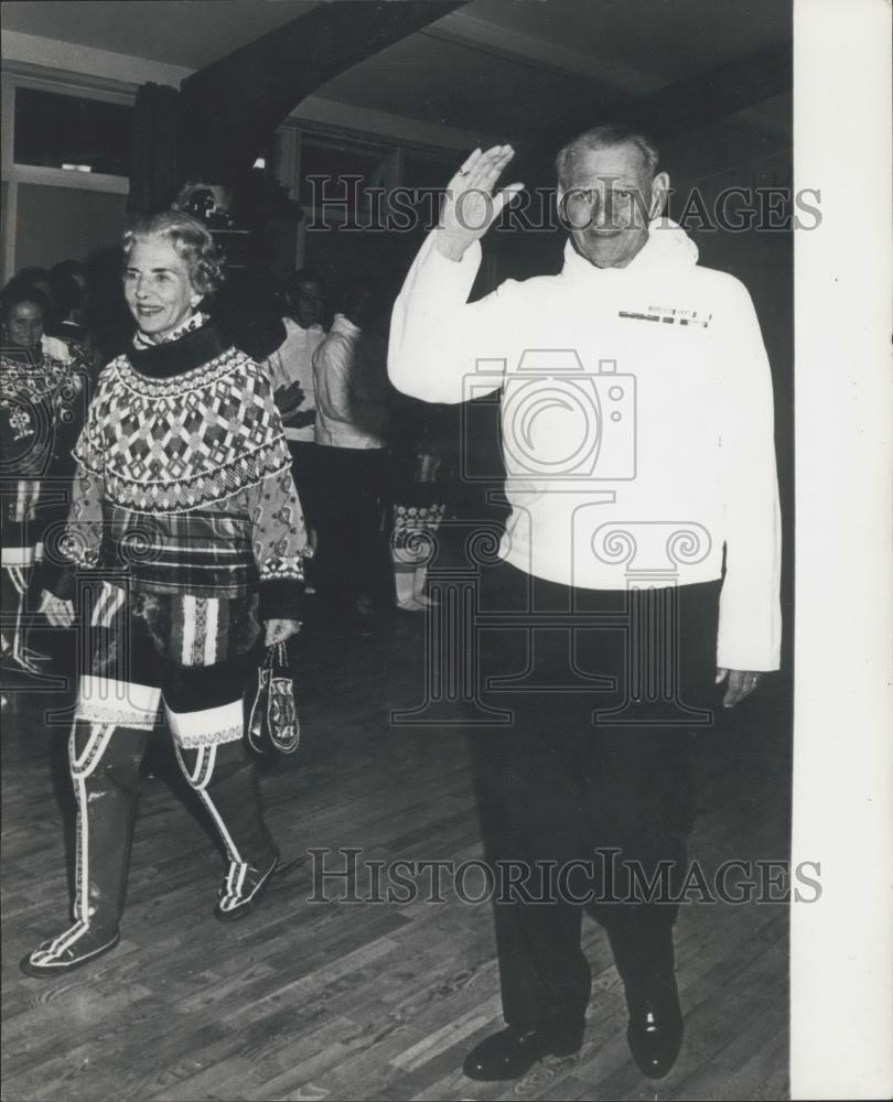 1968 Press Photo Danish Royal Couple King Frederick &amp; Queen Ingrid In Greenland - Historic Images