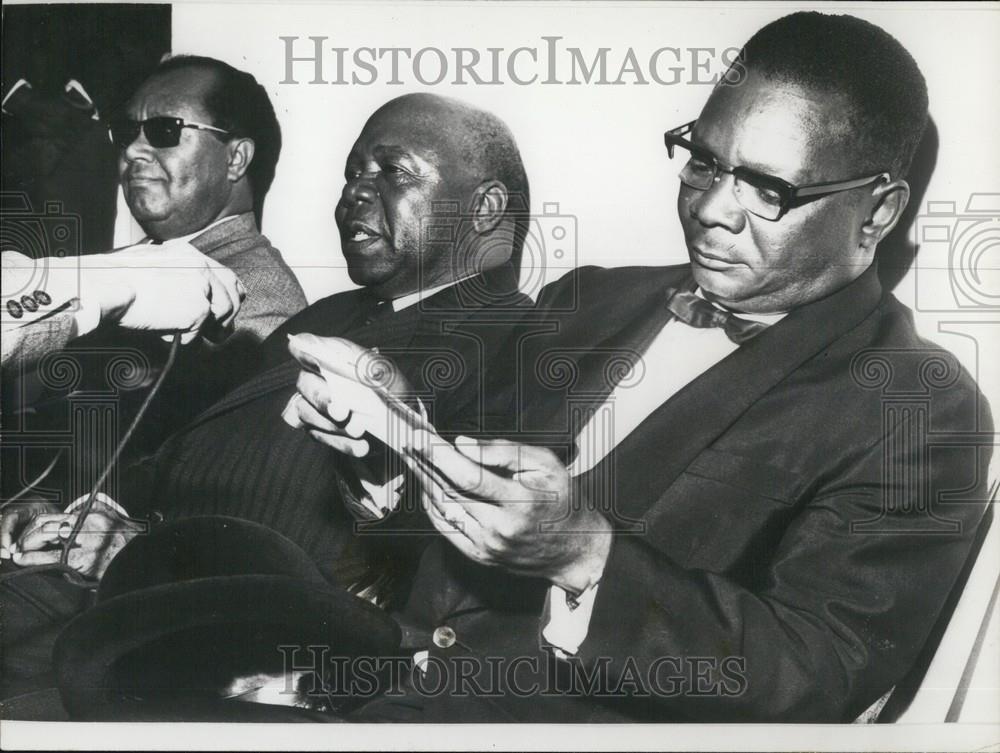 1966 Press Photo Grunitzki, M&#39;BA, Bokassa, Afro-Malgasi Conference, Tananarive - Historic Images