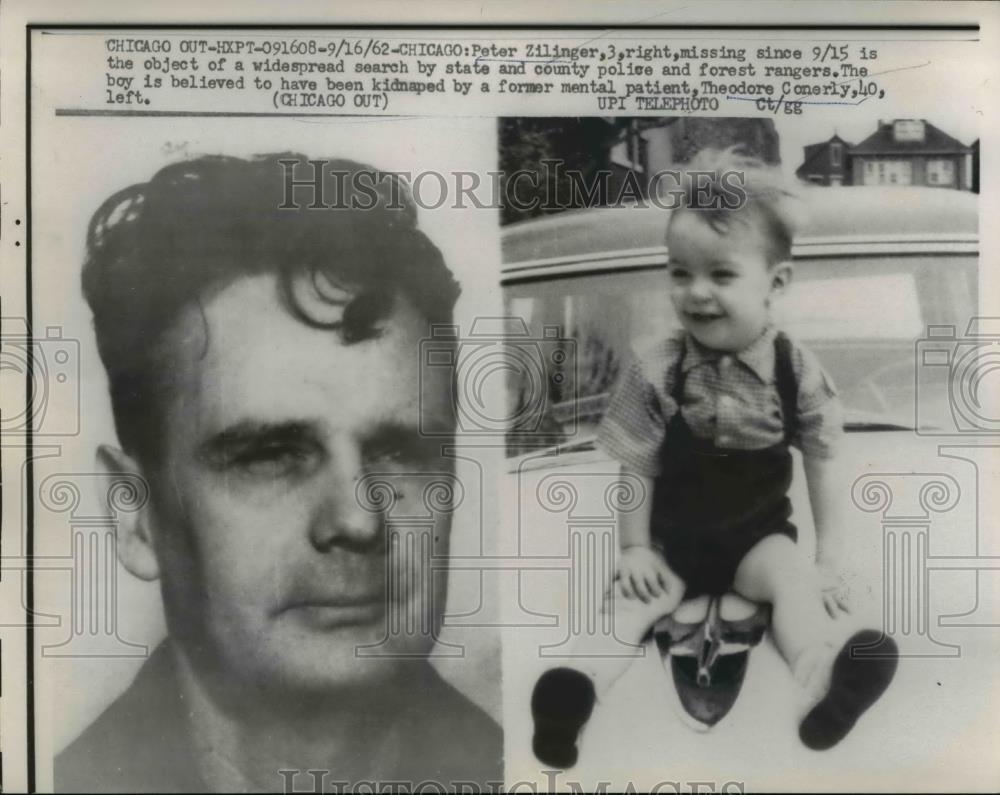 1962 Press Photo Toddler Peter Zilinger, Suspected Kidnapper Theodore Conerly - Historic Images