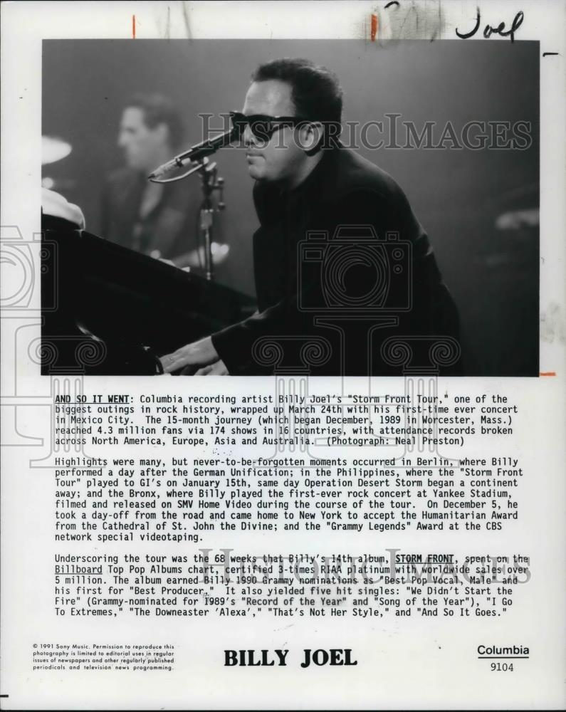 1991 Press Photo Singer Billy Joel - cvp25756 - Historic Images