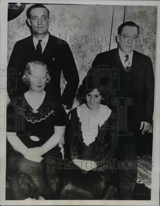 1935 Press Photo R-L Mr.&Mrs. RE Eddy with ex-wife Mrs. Clarence Bucne & husband - Historic Images