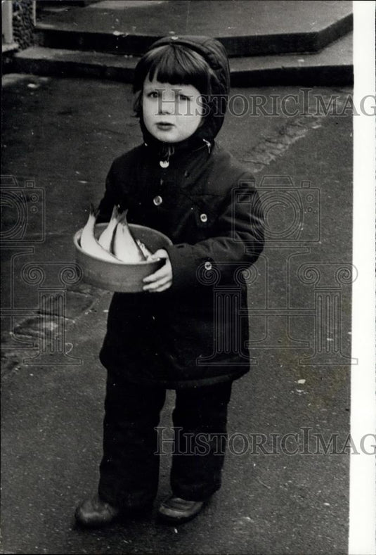 Press Photo Prince Henrik of Denmark, with fish to feed penguins at zoo - Historic Images