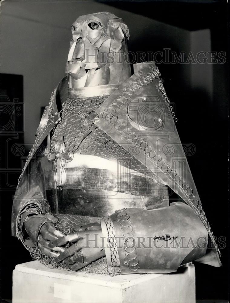 1961 Press Photo Bust of Cardinal Ottaviani in Sheet Iron By Georges Haby - Historic Images