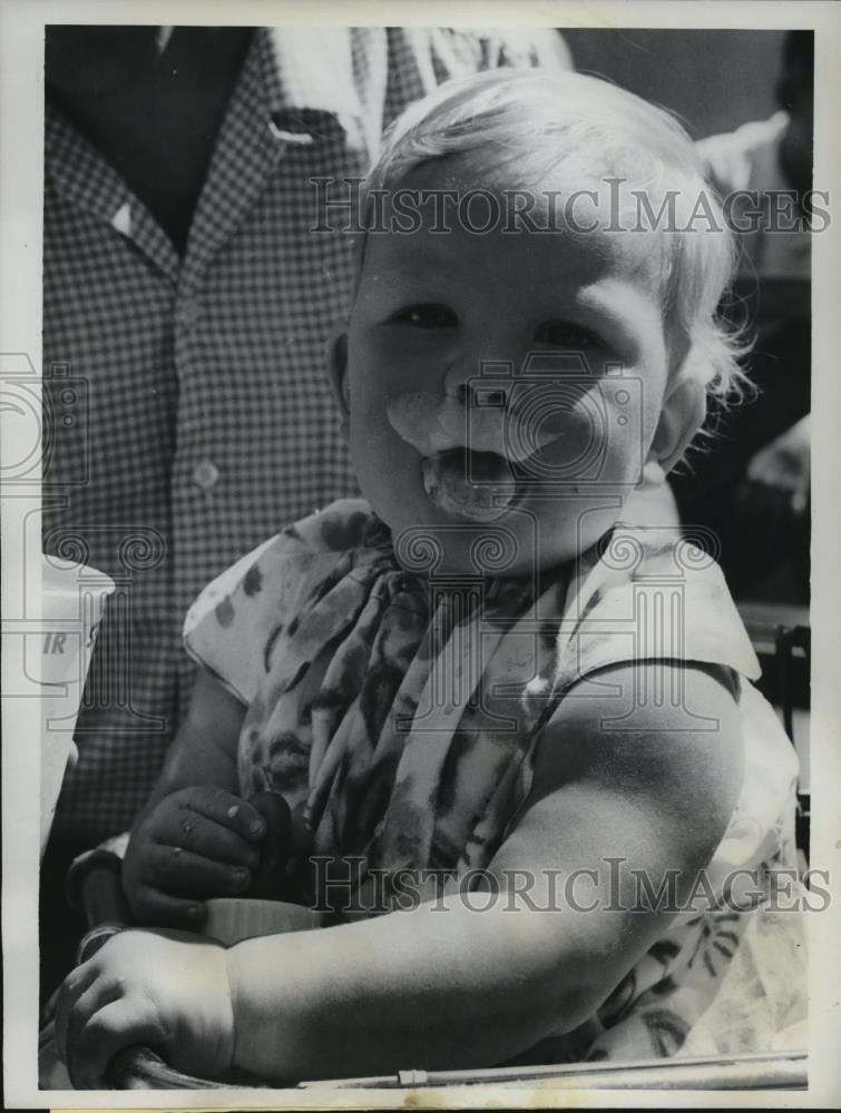 1962 Press Photo Cheryl-Anne West at Seattle World&#39;s Fair with First Milkshake - Historic Images