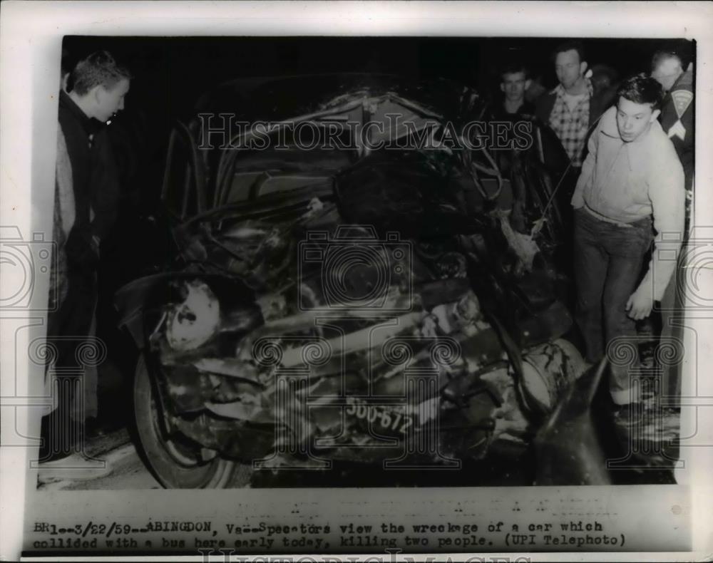 1959 Press Photo Abingdon Va wreckage of car that struck a bus - Historic Images