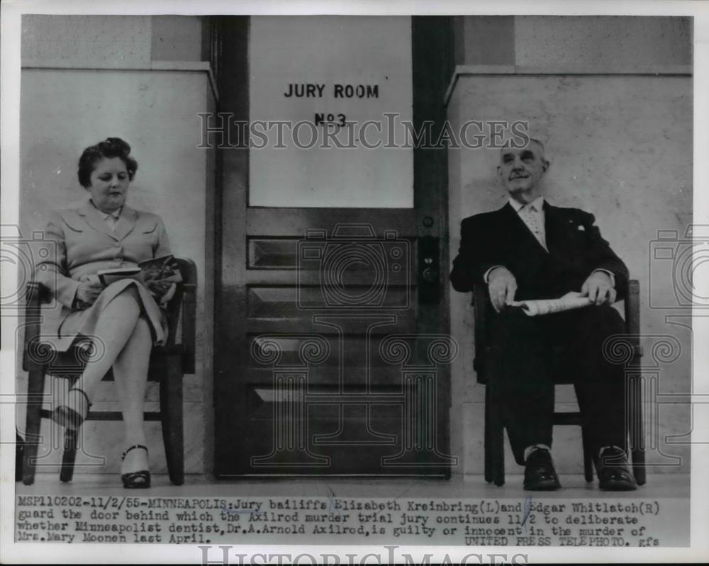 1955 Press Photo Elizabeth Kreinbring &amp; Edgar Whitlatch at Axilrod murder trial - Historic Images