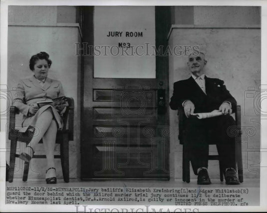 1955 Press Photo Elizabeth Kreinbring & Edgar Whitlatch at Axilrod murder trial - Historic Images