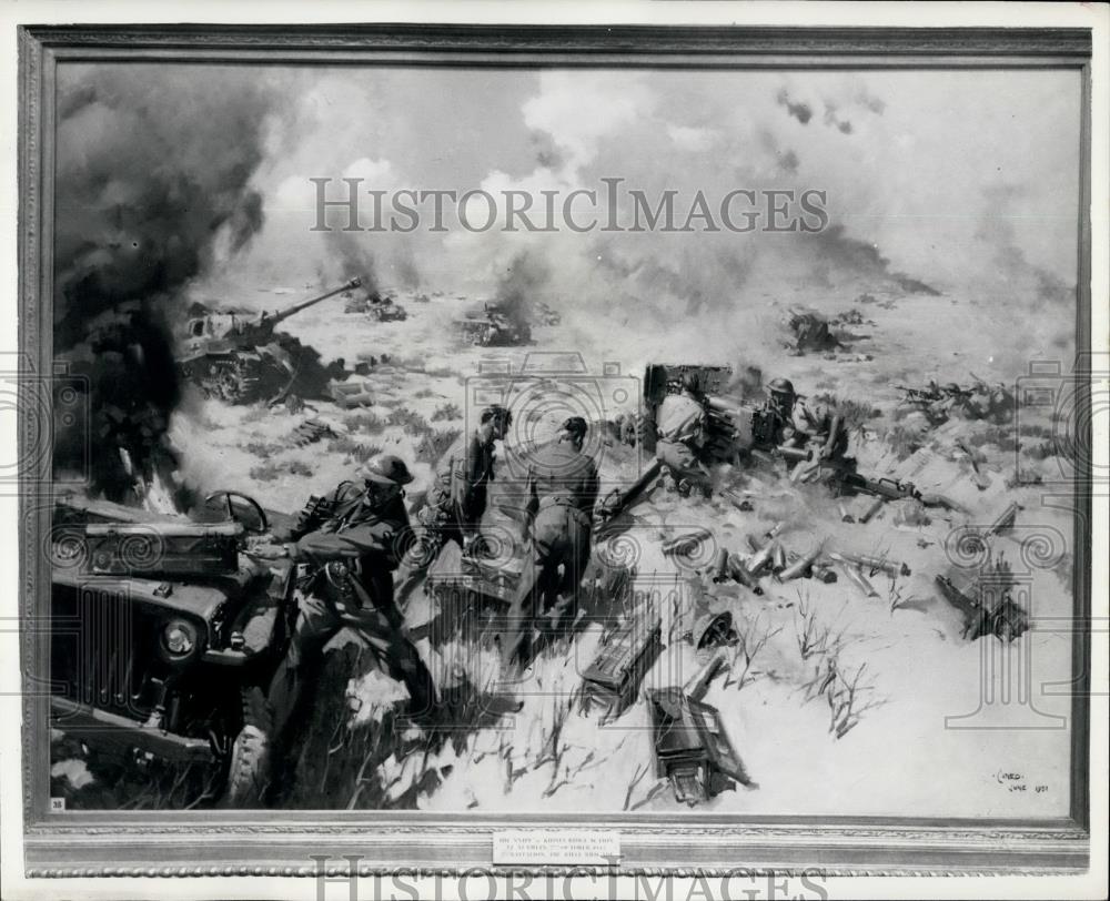 1954 Press Photo Exhibition of Paintings by Terence Cuneo - Historic Images