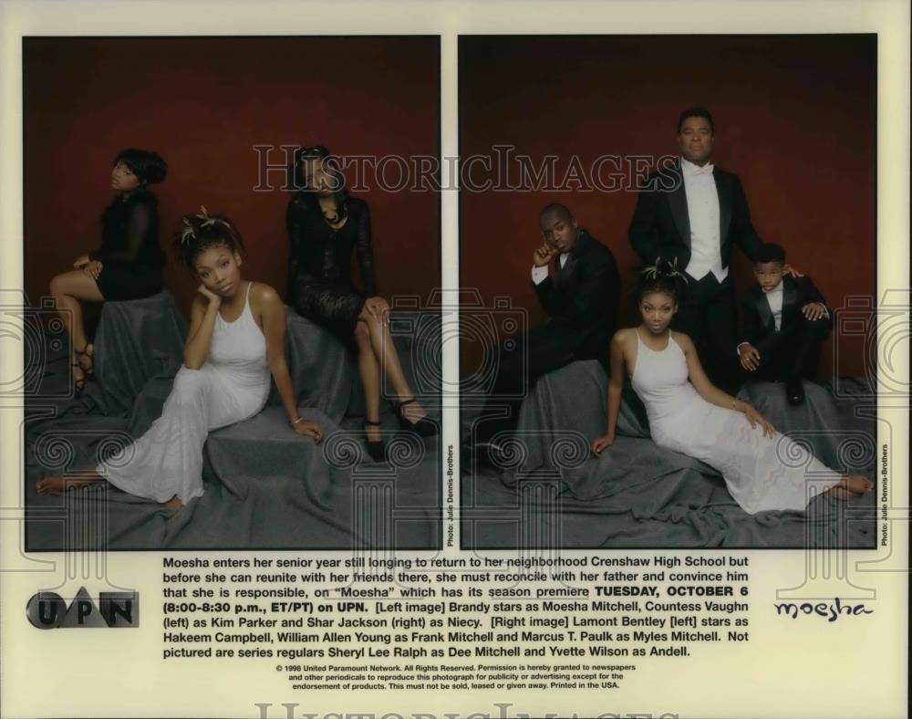 1998 Press Photo Brandy Countess Vaughn Kim Parker Shar Jackson in Moesha - Historic Images