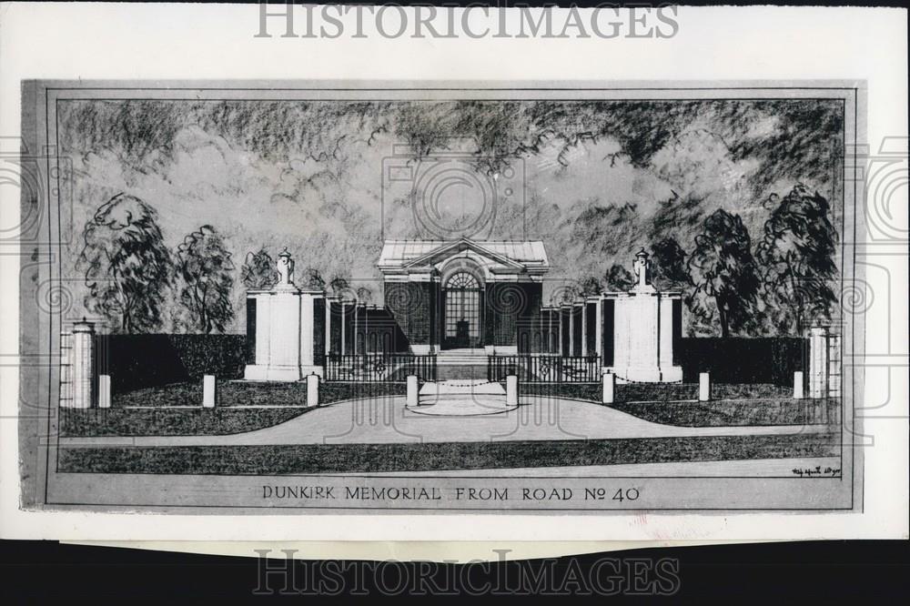 1957 Press Photo Drawing of the Dunkirk Memorial - Historic Images