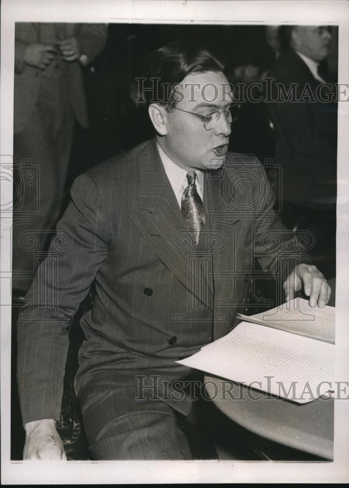 1938 Press Photo Pres of United Auto Workers Homer Martin testifies - Historic Images