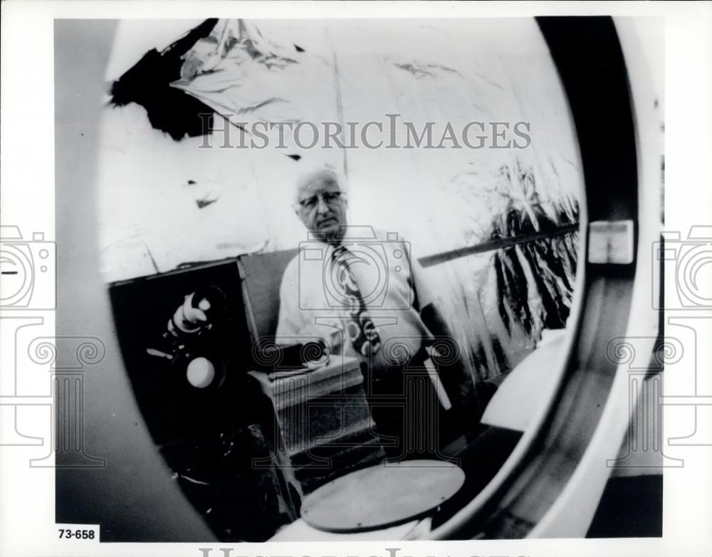 Press Photo Dr Menzel Reflected In Telescope Lens - Historic Images