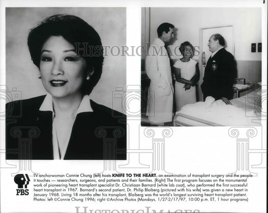 1997 Press Photo Connie Chung hosts Knife to the Heart - cvp23608 - Historic Images